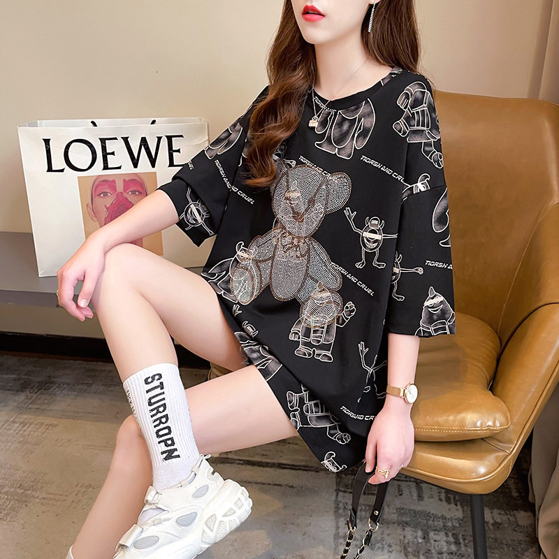 The second - half - body missing T - shirt in Europe 2022 new medium - long - sized width - and - long - sleeved MM short - sleeved tops