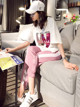 European Station Leisure Sports Suit Women Summer Thin 2022 New Internet Red Fashion easing short sleeves Two sets