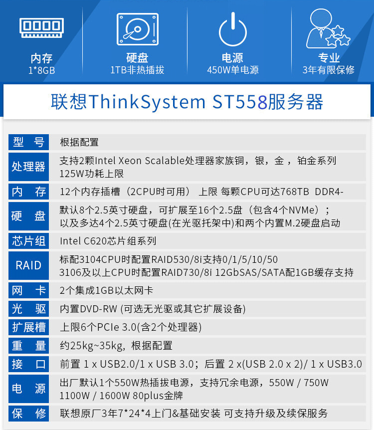 Совершенно новый объединение ThinkSystem ST558 4U Tower Type служба Бронзовая медаль шесть core 3104 для X3500M5 Lenovo