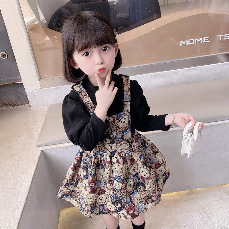 Girl's fall Libra dress new children's net red harness skirt baby Yangqi Spring and autumn trendy suit Princess skirt-Taobao