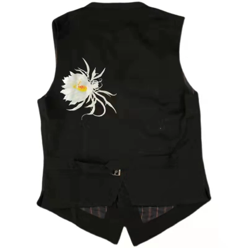 Yamamoto style dark vest, same vest for men and women, Yohj moonlight beauty vest, trendy brand V-neck vest