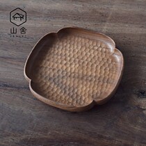 Mountain Sheer -- Angular Square Pan handmade whole wooden home snacks small disc Japanese-style diner with black walnuts tea too.
