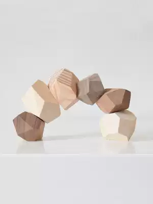 Shanshe) five-color stone solid wood creative toys adult hand play decompression artifact home accessories ornaments
