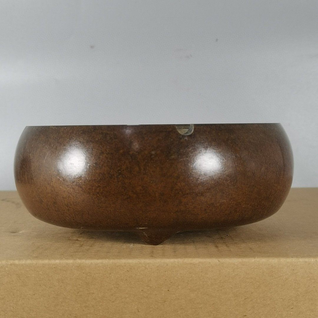 Pure Copper Old Brass Trippoid Noodle Bowl-shaped Ashtray Pen Wash Copper ring Incense Stove Home head Buddha Swaying Pieces Supplies