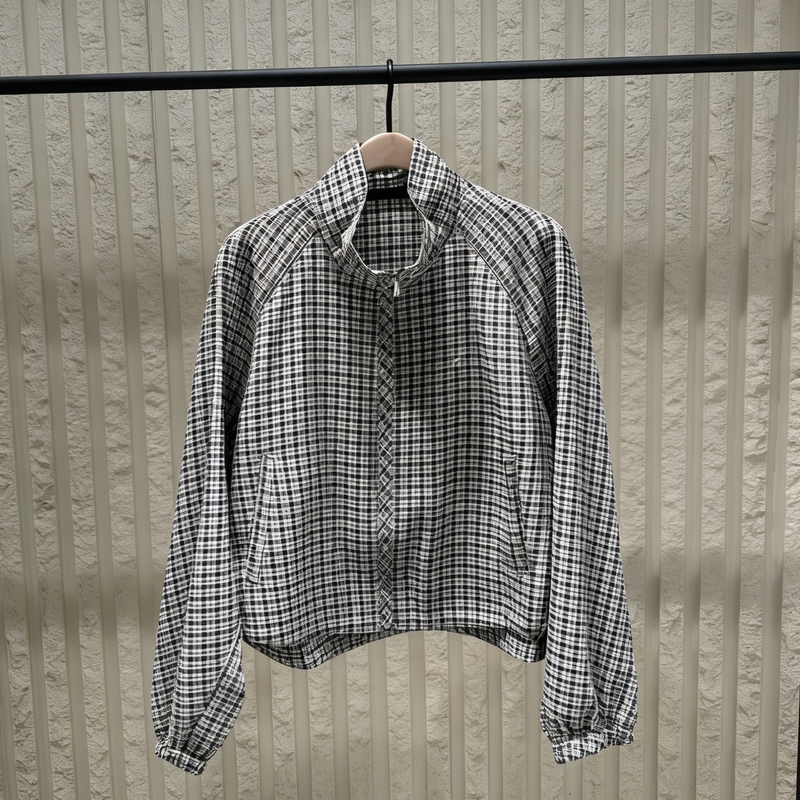 【C Series】Authentic 2026 Summer New Blue and Black Plaid Drawstring Light Sports Jacket Mbf2Cot006