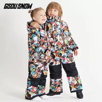 GsouSnow children's ski suit windproof waterproof and wear-resistant warm snow country ski equipment parent-child ski suit