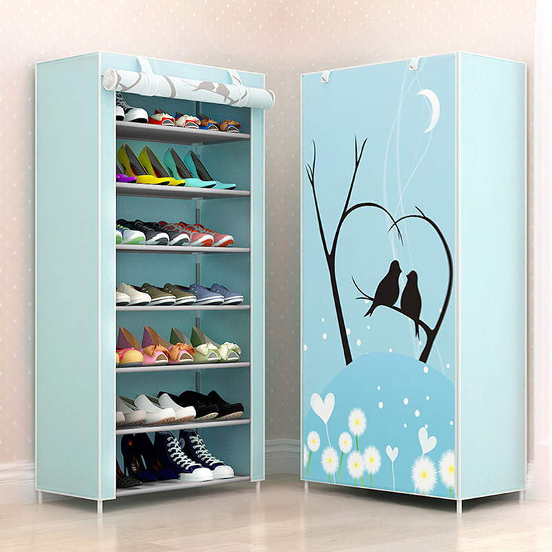 Shoe rack Simple door multi-layer dust-proof space-saving dormitory storage artifact Shoe rack Household economical shoe cabinet