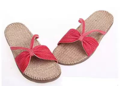 Shuo brand linen slippers women's summer home thick-soled non-slip gold Shuo linen slippers