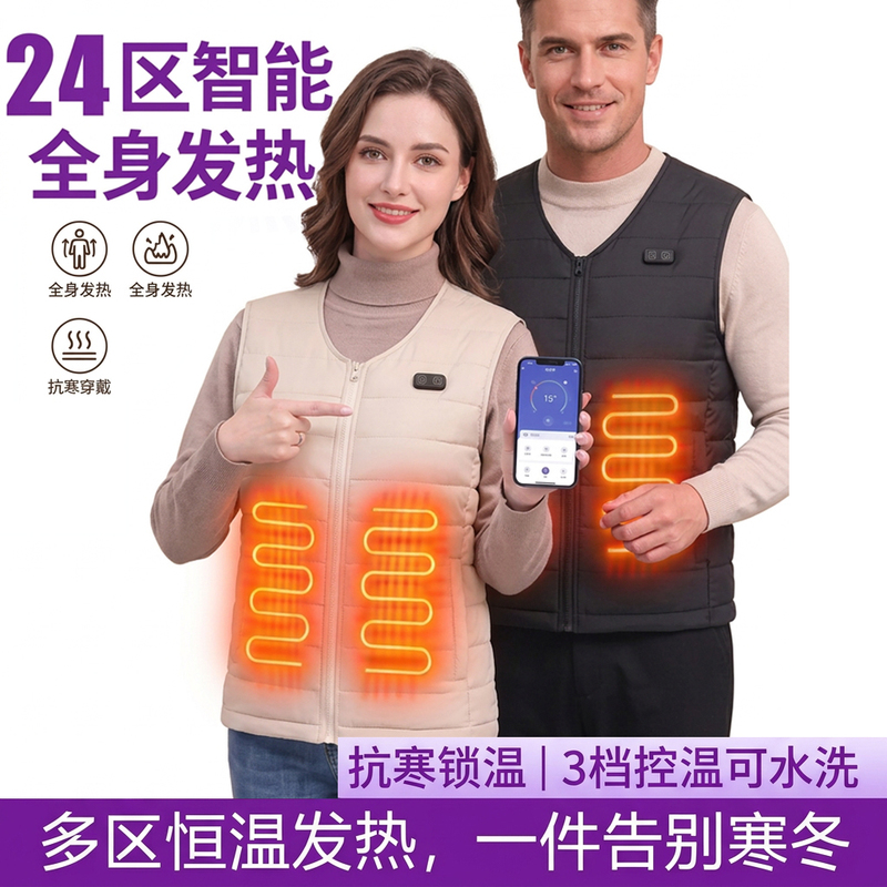 Heating Clothing Graphene Intelligent Temperature Control Heating Vest Clothes Rechargeable Outdoor Cold-Proof Warm Electric Heating Jacket for Men and Women