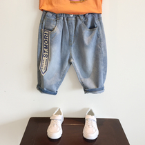 Korean version of childrens clothing Summer boy Seven of pants CUHK Boy Jeans Middle Pants Children Shorts Shorts Casual Boy Loose
