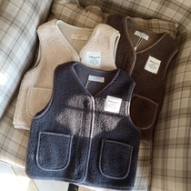 Autumn Winter Fashion Han Edition Boy Waistcoat Lamb Suede Vest Fur Care Belly 100 Hitch New Female Baby Warm Kampung Shoulder