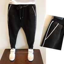 2022 Chunqiu boy long pants CUHK Scout pants Boys black casual pants Children sports pants Korean version Harun