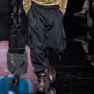 2025 Autumn/Winter New Fashionable Loose High Street Workwear Style Large Pocket Woolen Men's Straight-Leg Trousers