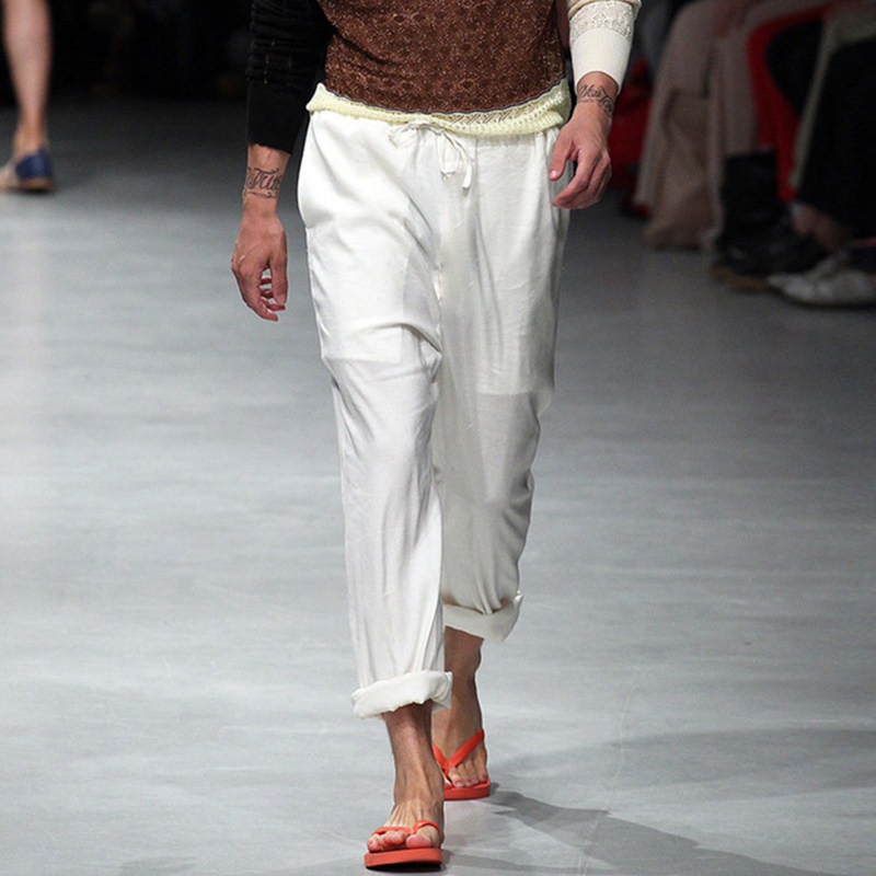 Men's Leisure Pants Spring New Products Lexible Linen Cotton Size Nine-Software Pants Chinese Fengxiu ChinaFeng Show