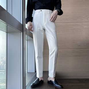 [DAIO ETHAN] 春夏のトレンドメンズシンプルな無地パンツ、英国の多彩な気質の男性用ビジネスパンツ
