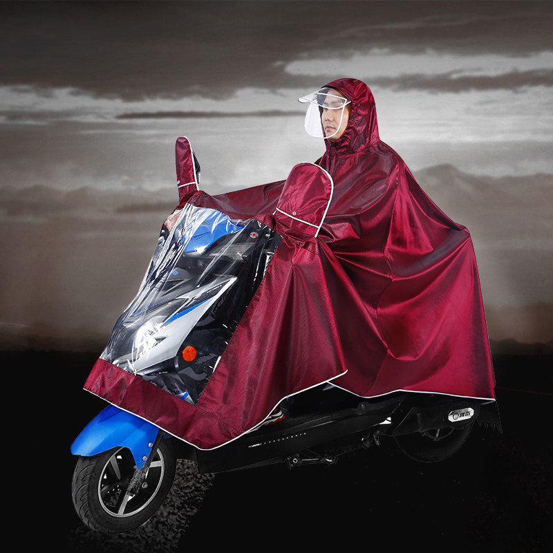 Raincoat Battery car electric motorcycle raincoat Male riding single waterproof thickened double poncho Female double head
