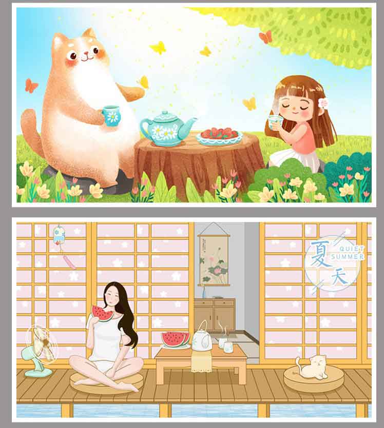立夏插画踏青女孩PSD设计-樱花网络资源网 立夏插画踏青女孩PSD设计
