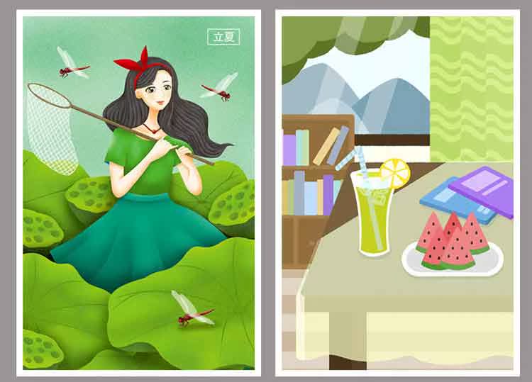 立夏插画踏青女孩PSD设计-樱花网络资源网 立夏插画踏青女孩PSD设计