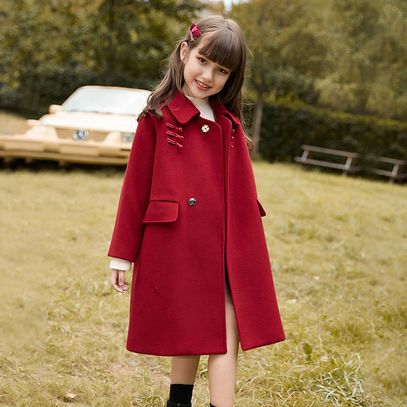 Girl child Son Coat 2021 New Foreign Pie Red Child Fur Coats Thickened Mid-Autumn Winter style Han version
