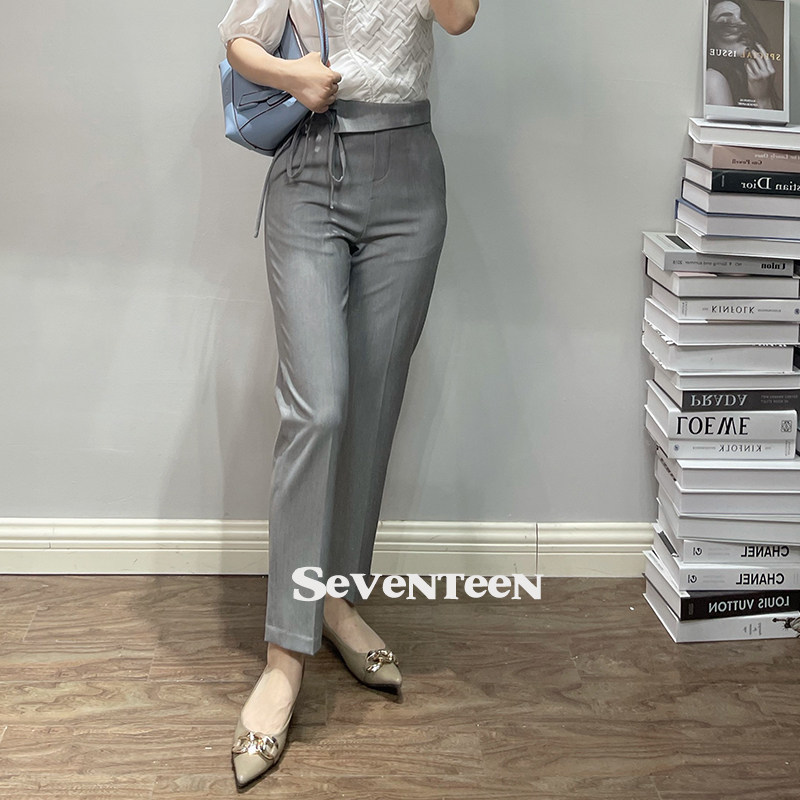 Show legs straight spring and summer drape not wrinkled nine-point cigarette pants small straight pants women's cigarette pants roti pants soft waxy