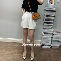 Anti-crease breathable display high-display slim shorts female 2022 Summer high waist display white suit shorts summer A character white