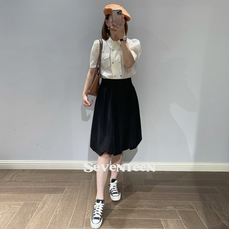 Imported high-grade TENCEL short sleeves Soft skin-friendly comfort T-shirt puff sleeves Foreign Tencel shirt women 2022