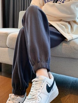 Japan SLY Plus Velvet Sports Pants Women Loose Buns Feet Autumn Winter Straight Drum Casual Pants Thickened lantern Wee pants