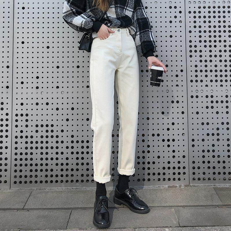 Japan SLY white high-waisted jeans women loose 2020 spring and summer new thin straight nine-point pants