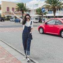  Japan SLY20 spring and summer new denim bib nine-point womens loose and all-match age-reducing one-piece wide-leg pants