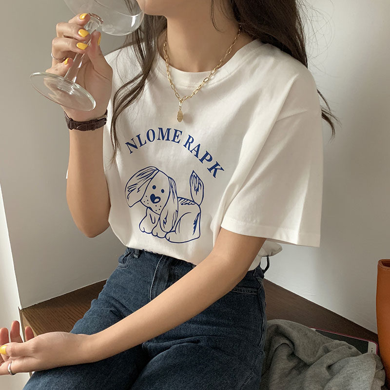 Japan SLY short-sleeved t-shirt women cartoon printing summer 2020 new loose student wild cotton top