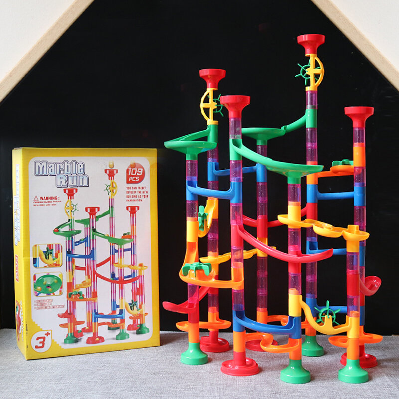 Versatile children's ball track slide marble toy game space pipe building block puzzle slide assembly toy