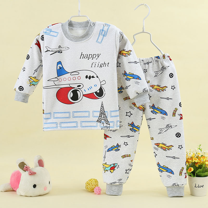 Mùa đông 1-3-5 tuổi Bộ đồ lót nhiệt cho bé cộng với đồ ngủ nhung dày cho bé trai và bé gái quần áo mùa thu quần áo ở nhà 2 đồ bé trai đẹp