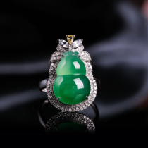 Yong Dexiang natural Myanmar live broadcast Jade A goods pendant Jade gourd Jade Girl 18K gold inlaid jade necklace