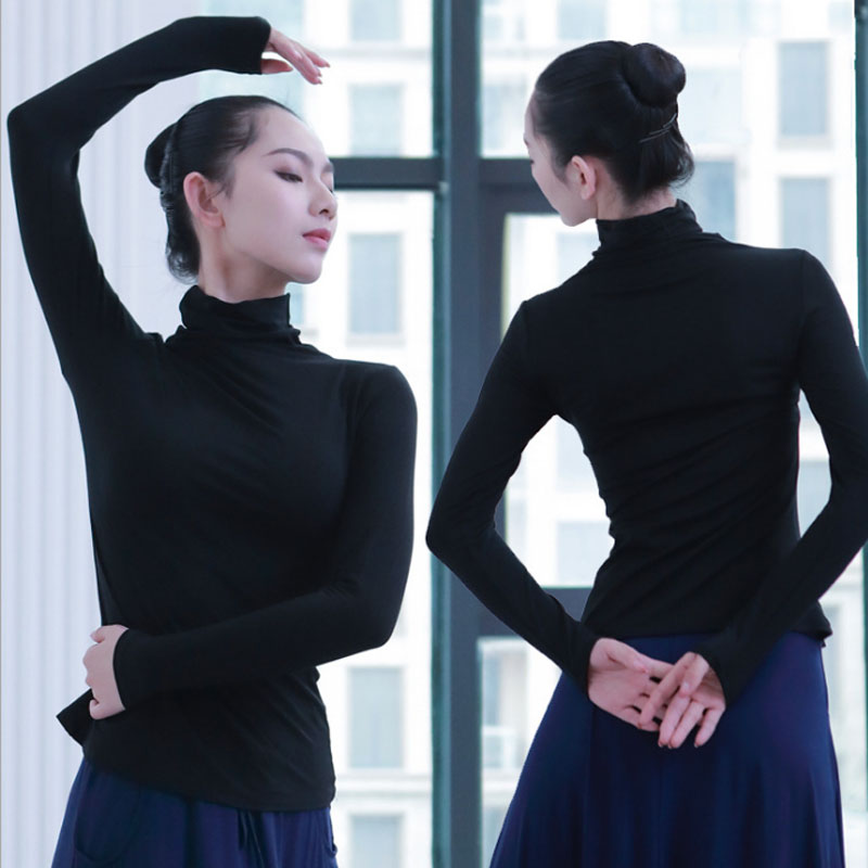 Autumn and winter high-neck modal dance suit Classical modern dance body top Slim long-sleeved adult yoga practice suit