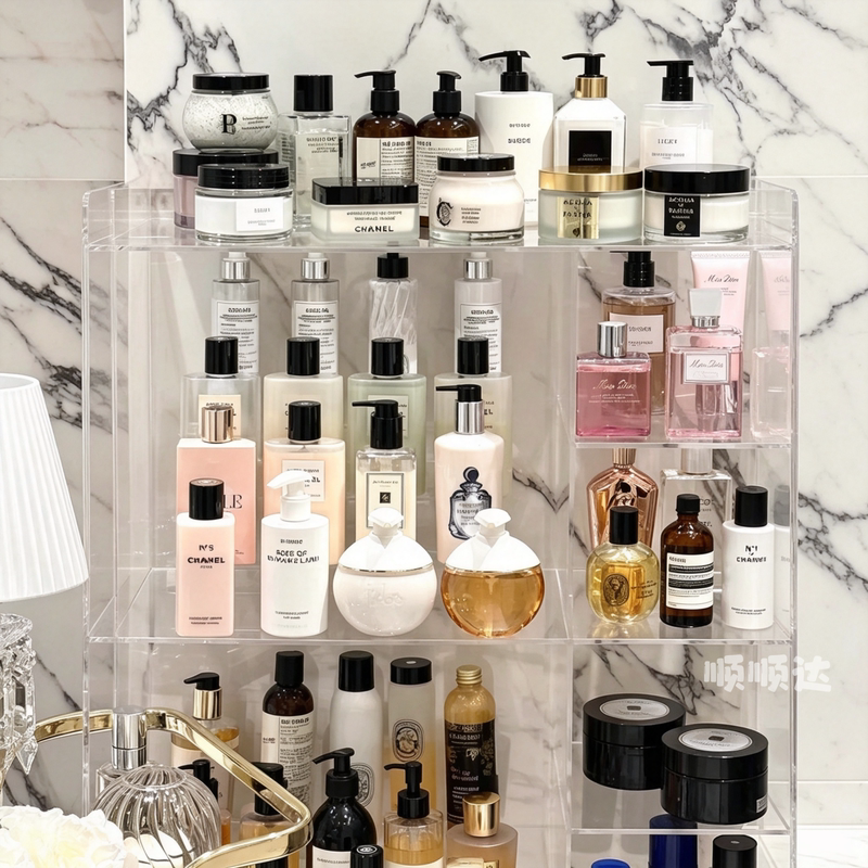 Shunshunda Acrylic Bathroom Floor-Standing Storage Rack, Bathroom Skincare Storage Rack, Multi-Layer Rack, Washbasin, Bathtub Side