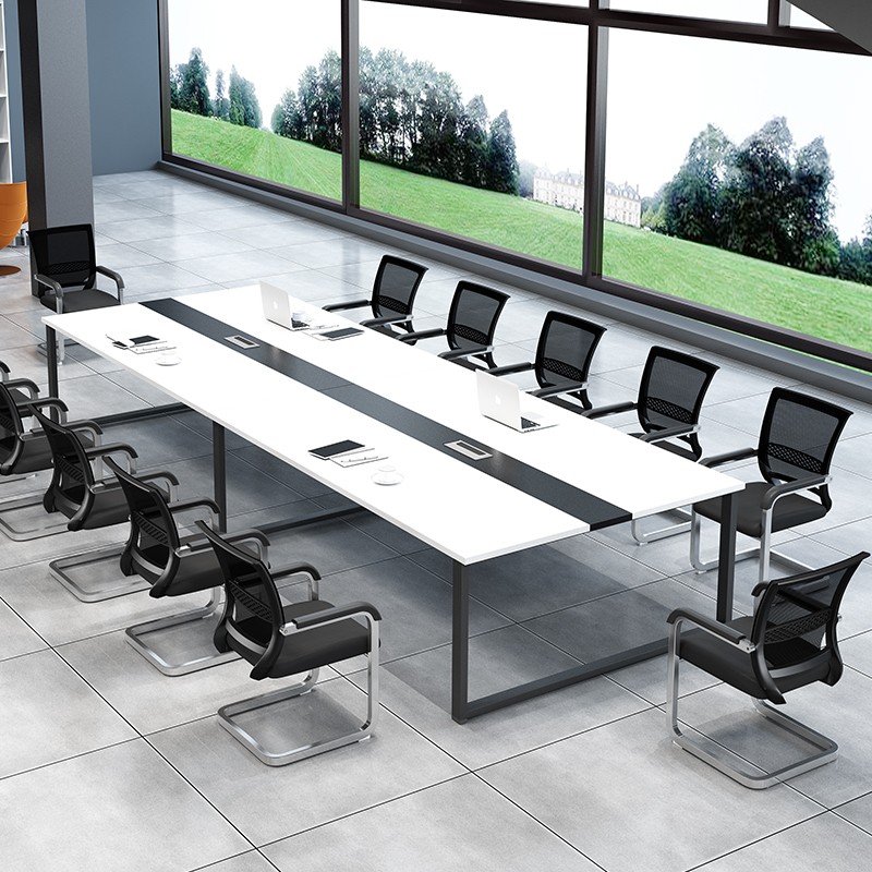 Beijing office furniture steel frame conference table plate-plate minimalist modern strip table training fair guests table and chairs