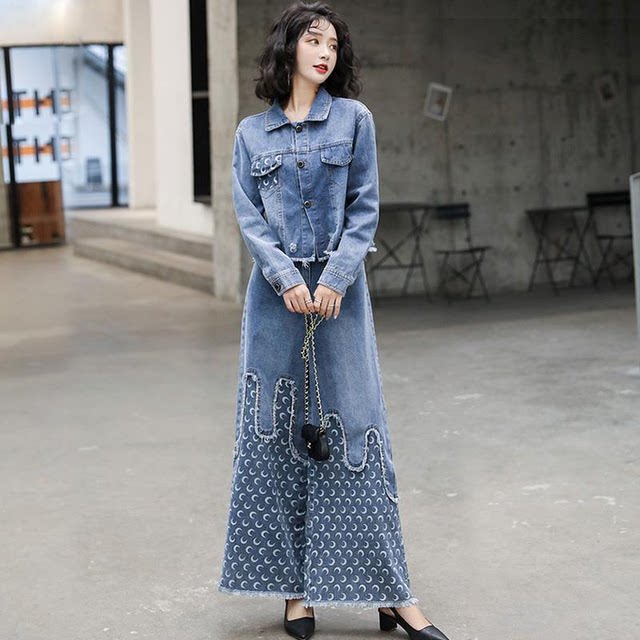 Spring and Autumn Denim Professional Suit Autumn 2022 New Women's Clothes Two-piece Set