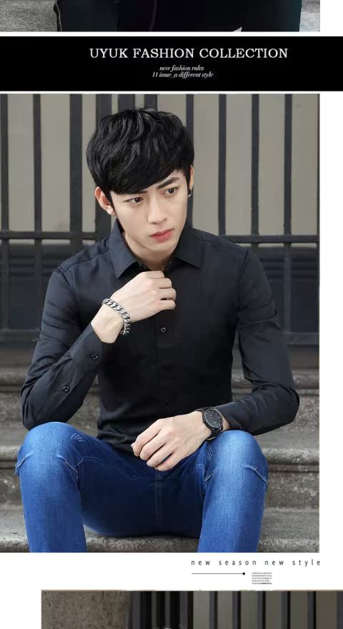 Mùa xuân mới 2018 dày cộng với nhung đen nút áo trắng dụng cụ màu sắc nam 5XL XL sơ mi công sở nam