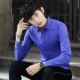 Mùa xuân mới 2018 dày cộng với nhung đen nút áo trắng dụng cụ màu sắc nam 5XL XL áo sọc caro