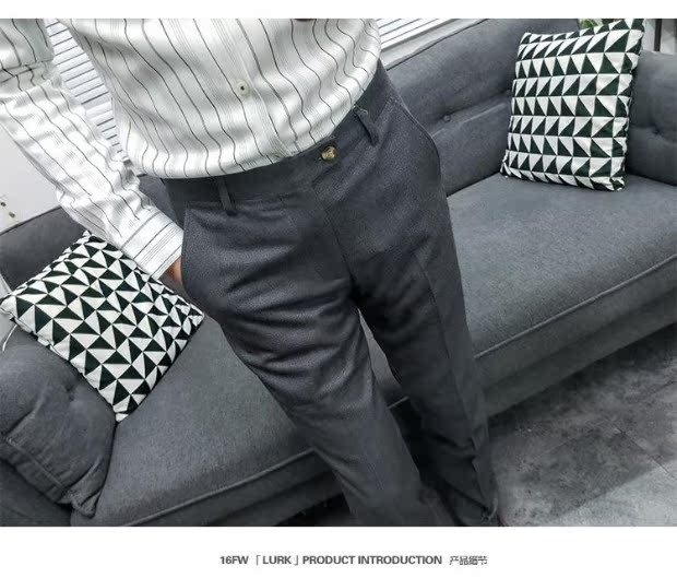 Y.F.M Anh kinh doanh retro để làm việc Quần ống suông thẳng nhỏ giản dị Châu Âu và Mỹ mùa thu đông rất quần nam quần dài thể thao nam