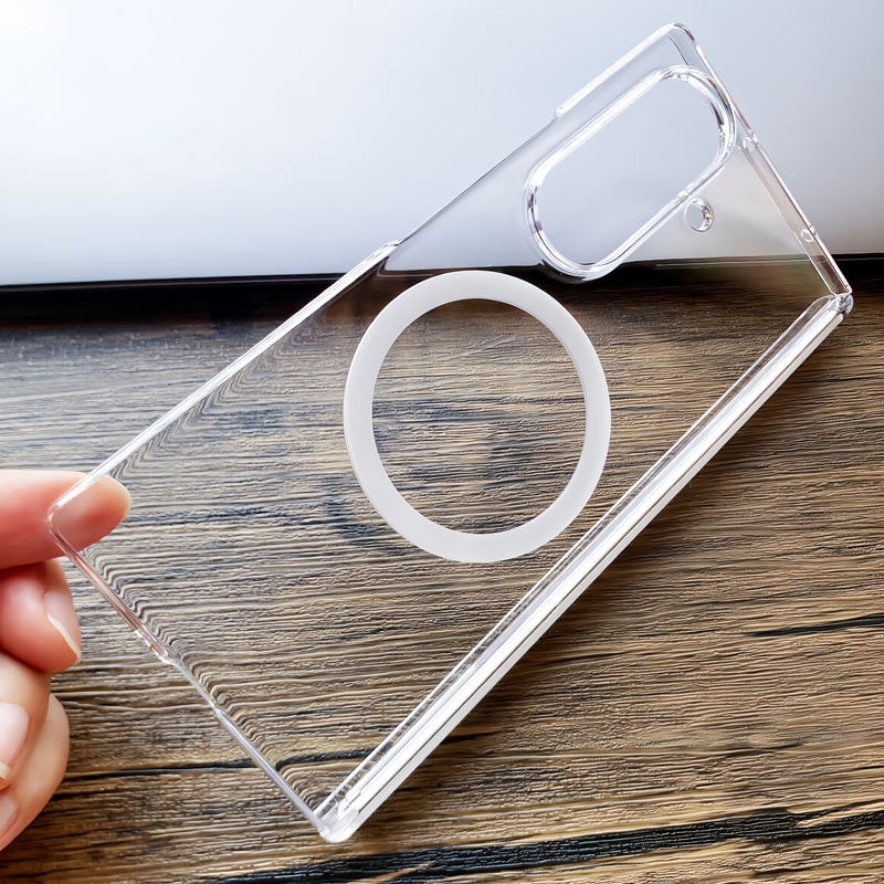 Suitable for Samsung Galaxy Z Fold 7 Phone Case, Transparent Magnetic Central Axis Protection with Stand, Full Edge Coverage W26 High-Definition Transparent Case, 8 Ultra Heat Dissipation, Simple Ultra-Thin Original Z Fold 6 Back Cover