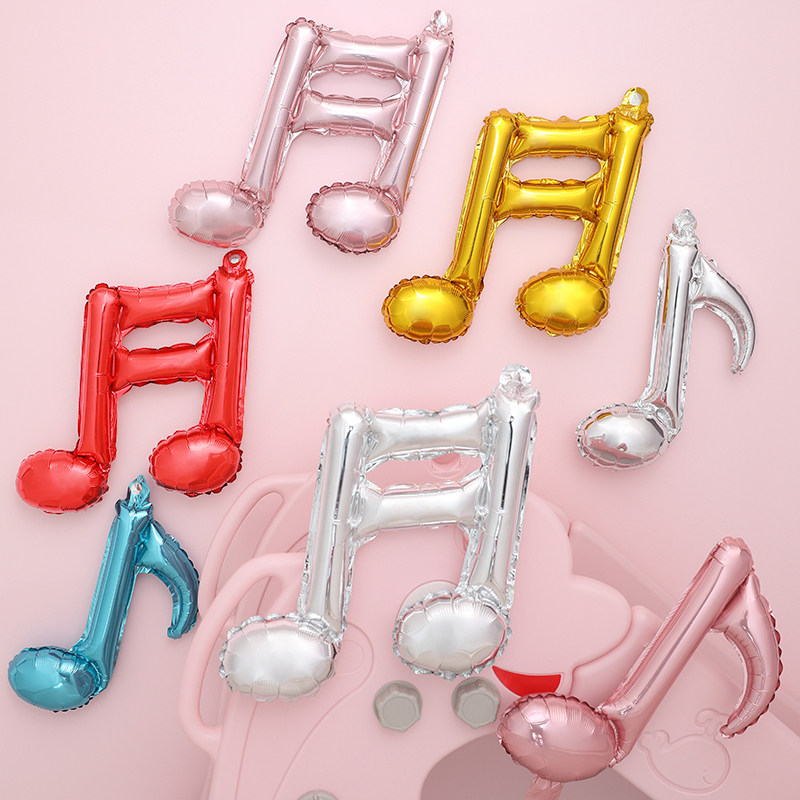 Baby birthday one-year-old party party body adult children music creative decoration wedding room arrangement musical notes aluminum film balloon