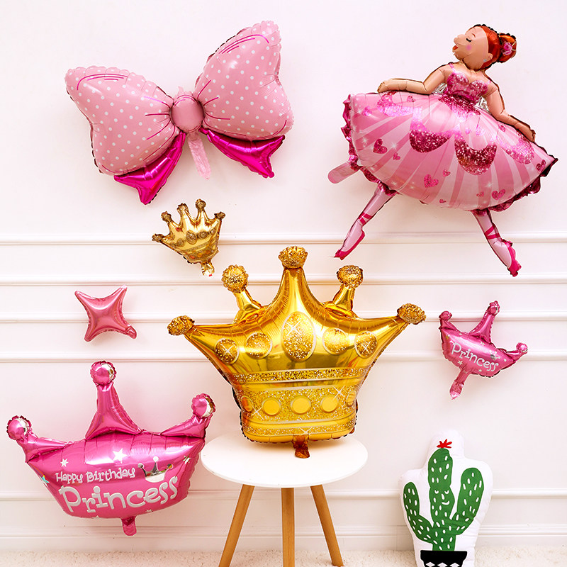 Baby birthday decoration party decoration Princess prince crown aluminum film balloon Children's first birthday party balloon