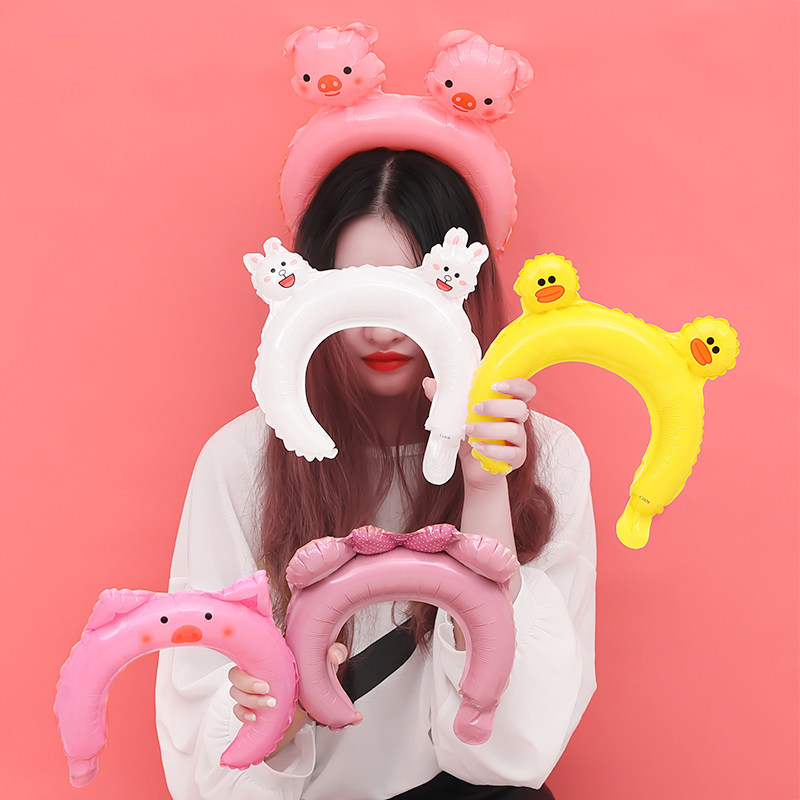 Balloon hairband Cartoon aluminum film balloon hairband Children's birthday party creative small animal cute balloon headdress