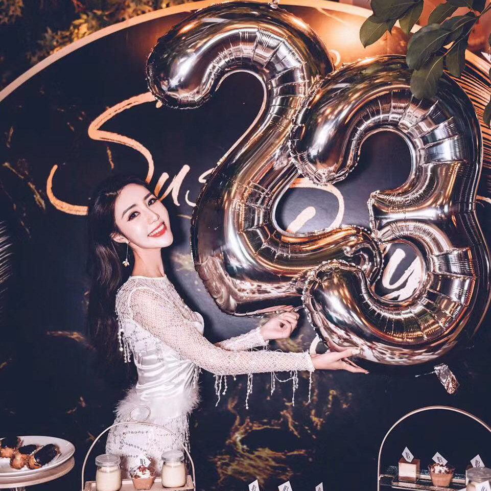 32 inch silver digital aluminium film Balloon Decorative gathering festive Digital Decorative Aluminum Film Balloon Big Numbers Balloon