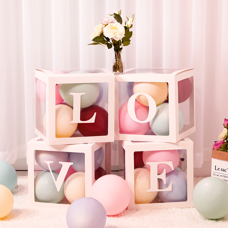 Children's first year transparent balloon box BABYLOVE box baby birthday party wedding wedding house decoration arrangement