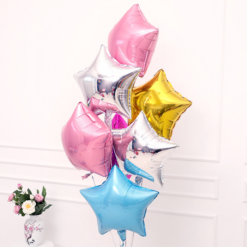 18 Inch Five Stars Aluminum Film Balloon Wedding House Decoration Wedding Celebration Placement Wedding Supplies Baby Birthday Party Live Props