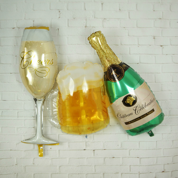 Wedding Aluminum Foil Aluminum Film Balloon Champagne Bottle Wine Glass Wedding Wedding House Full Moon Placement Decoration