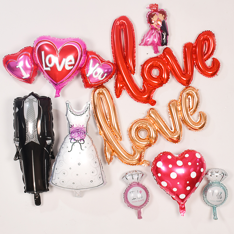 Wedding Arrangement Aluminum Foil Balloon LOVE Wedding Wedding New Room Decoration Groom Bridal Gown Wedding wedding photo props supplies