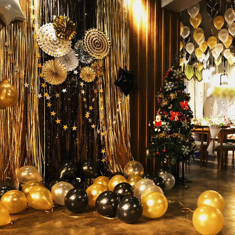 Creative Black Gold Life Day decoration background wall banquet